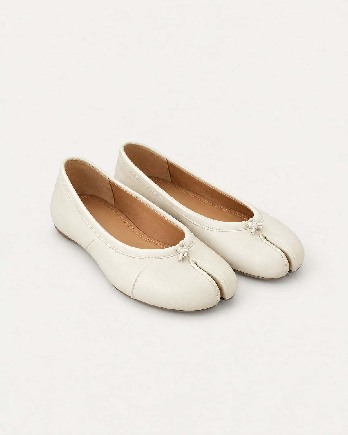 White Tabi Flats, three-quarter view